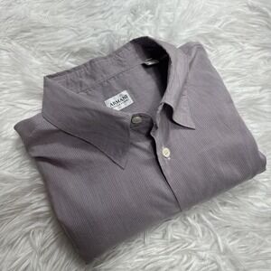 Vintage 1990s GIORGIO ARMANI Shirt Long Sleeve Button Down Cupro Blend Striped